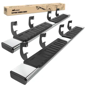 2007-2018 Chevy Silverado/GMC Sierra 1500 Crew Cab 2007-2019 Chevy Silverado/GMC Sierra 2500HD 3500HD 6 Inch Slip-Proof Stainless Steel Side Step Nerf Bars Running Boards
