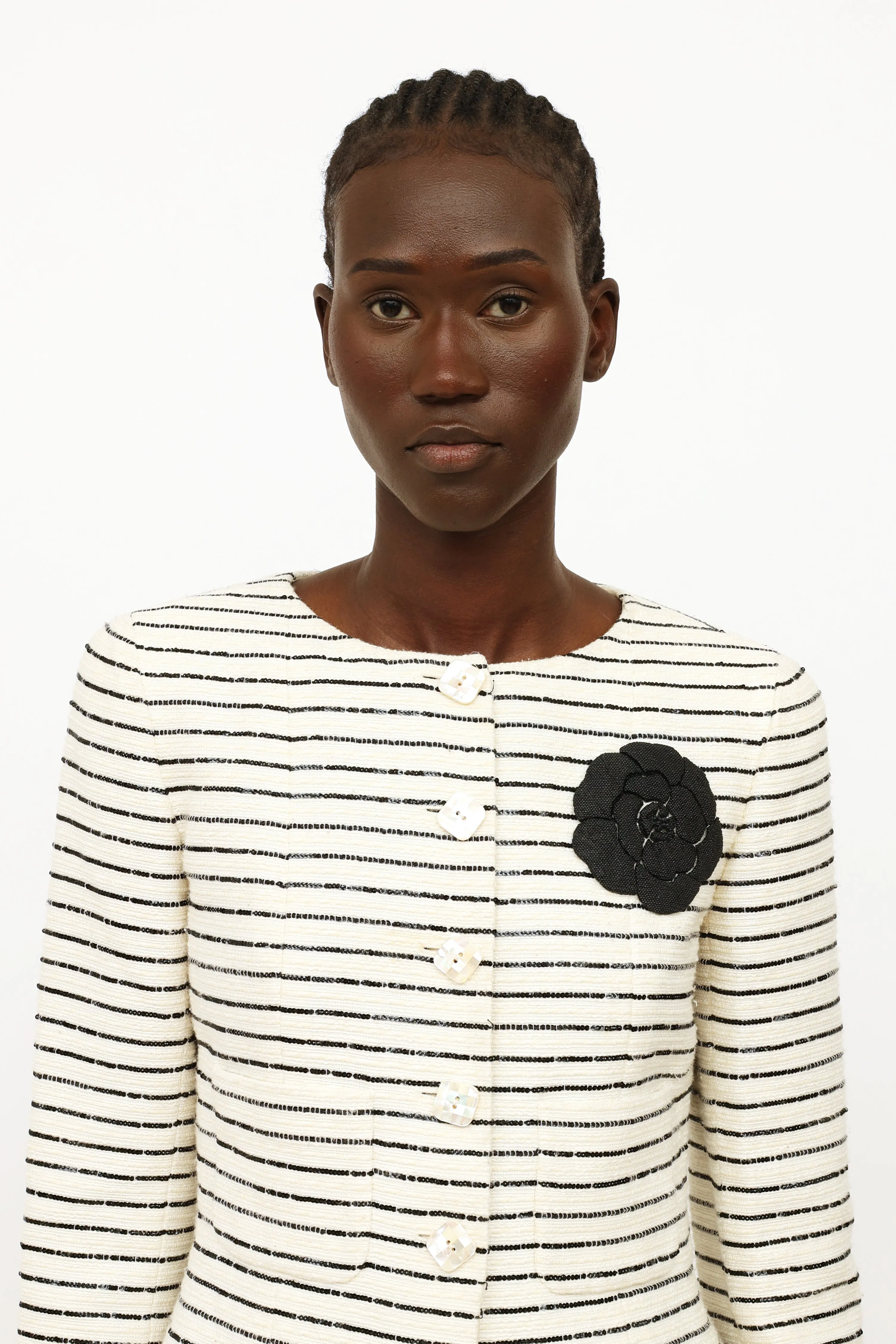 Cream & Black Sequin Camelia Blazer