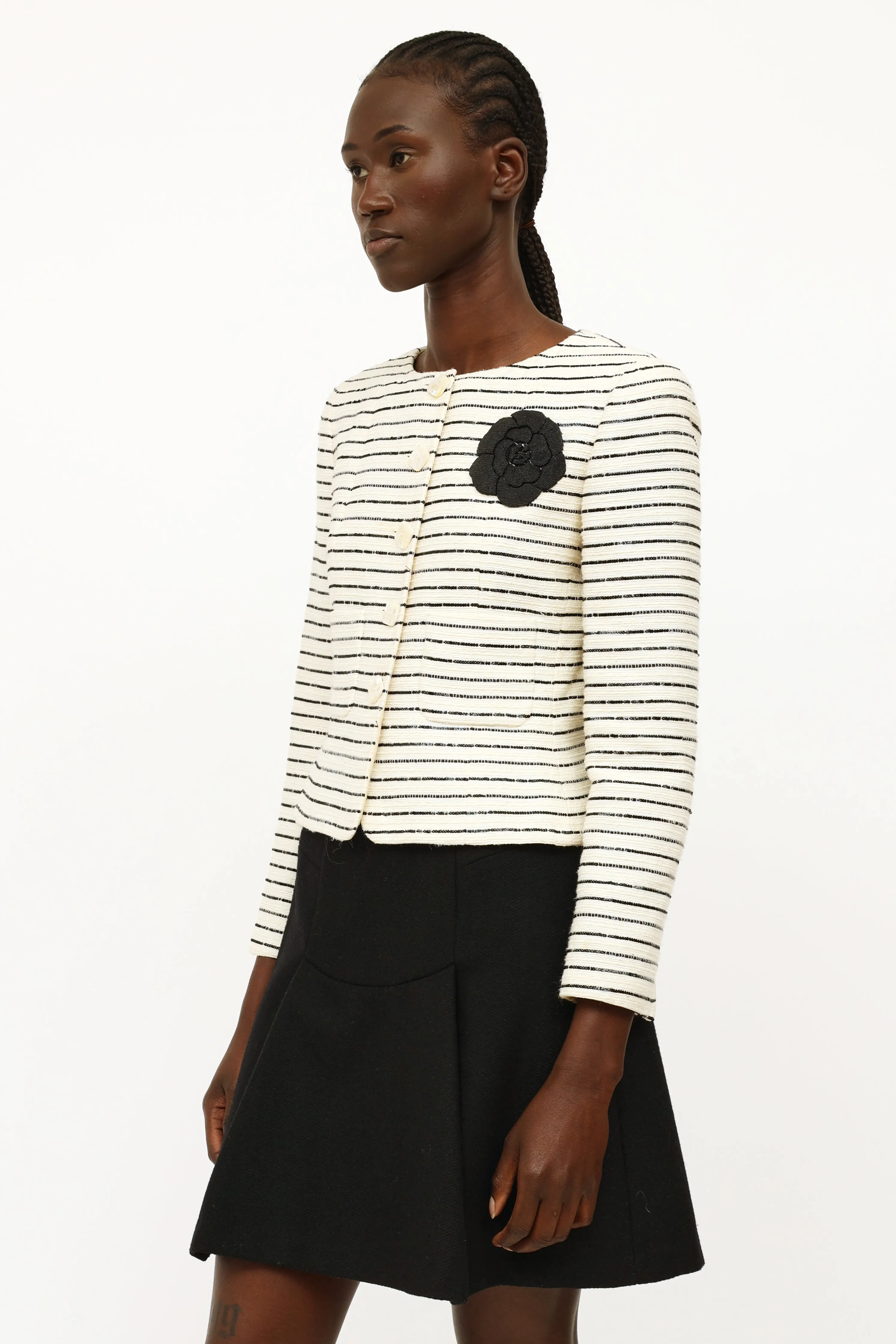 Cream & Black Sequin Camelia Blazer