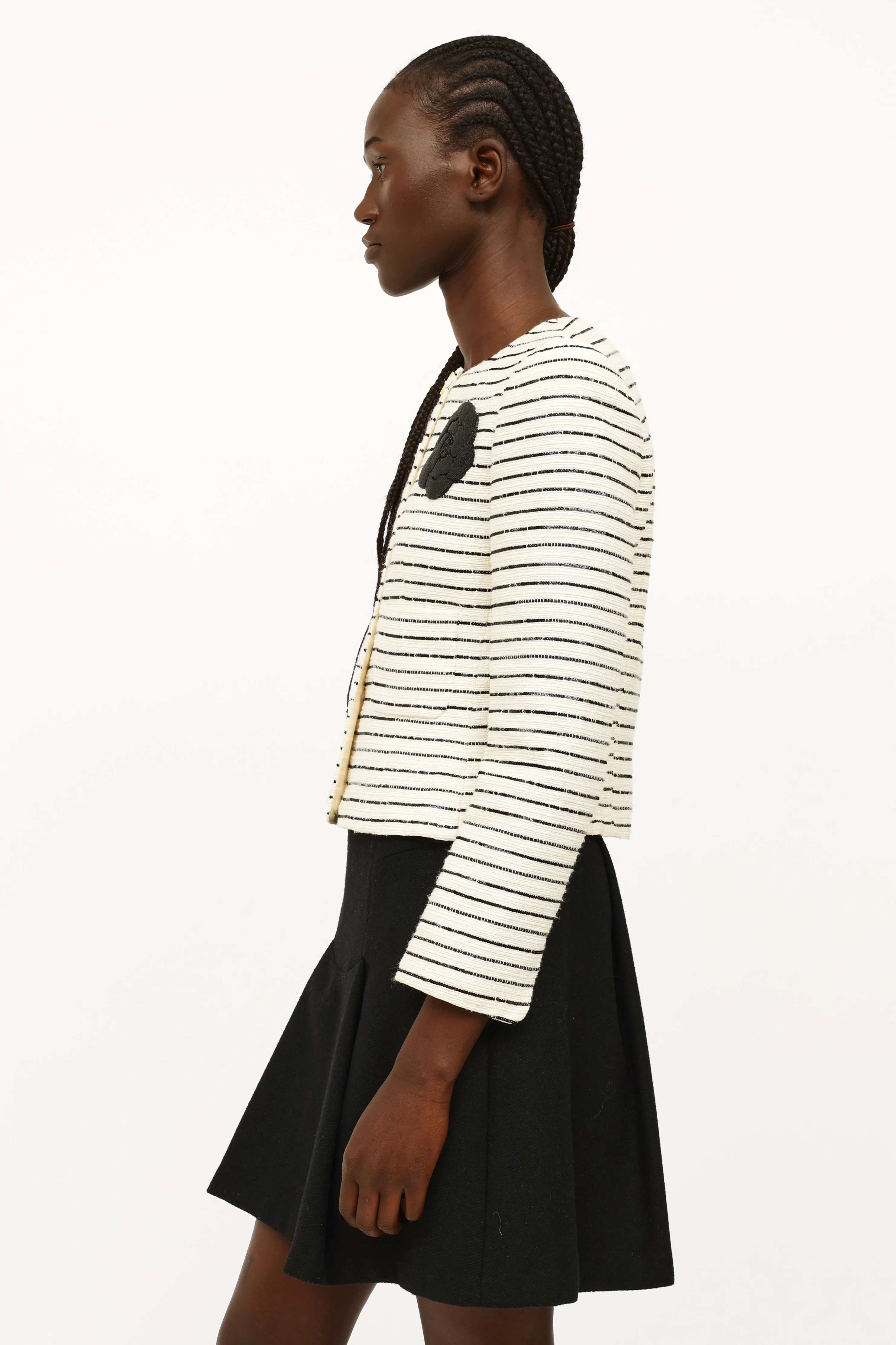 Cream & Black Sequin Camelia Blazer