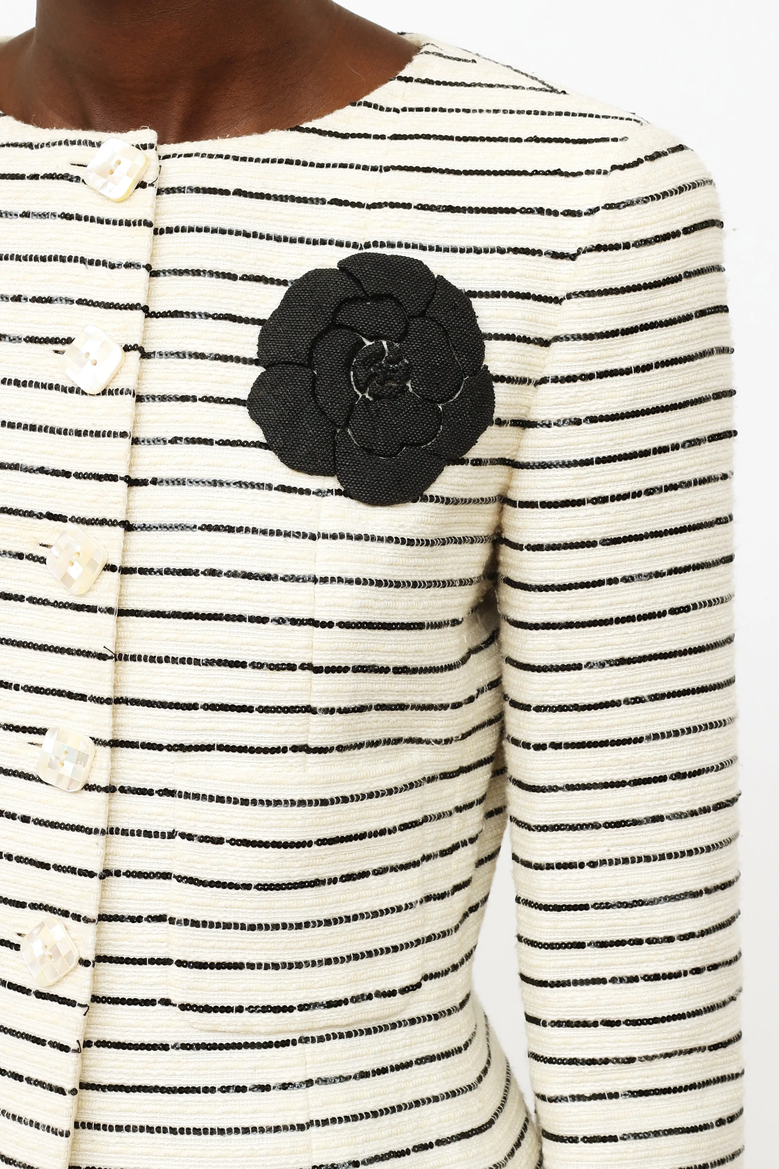 Cream & Black Sequin Camelia Blazer