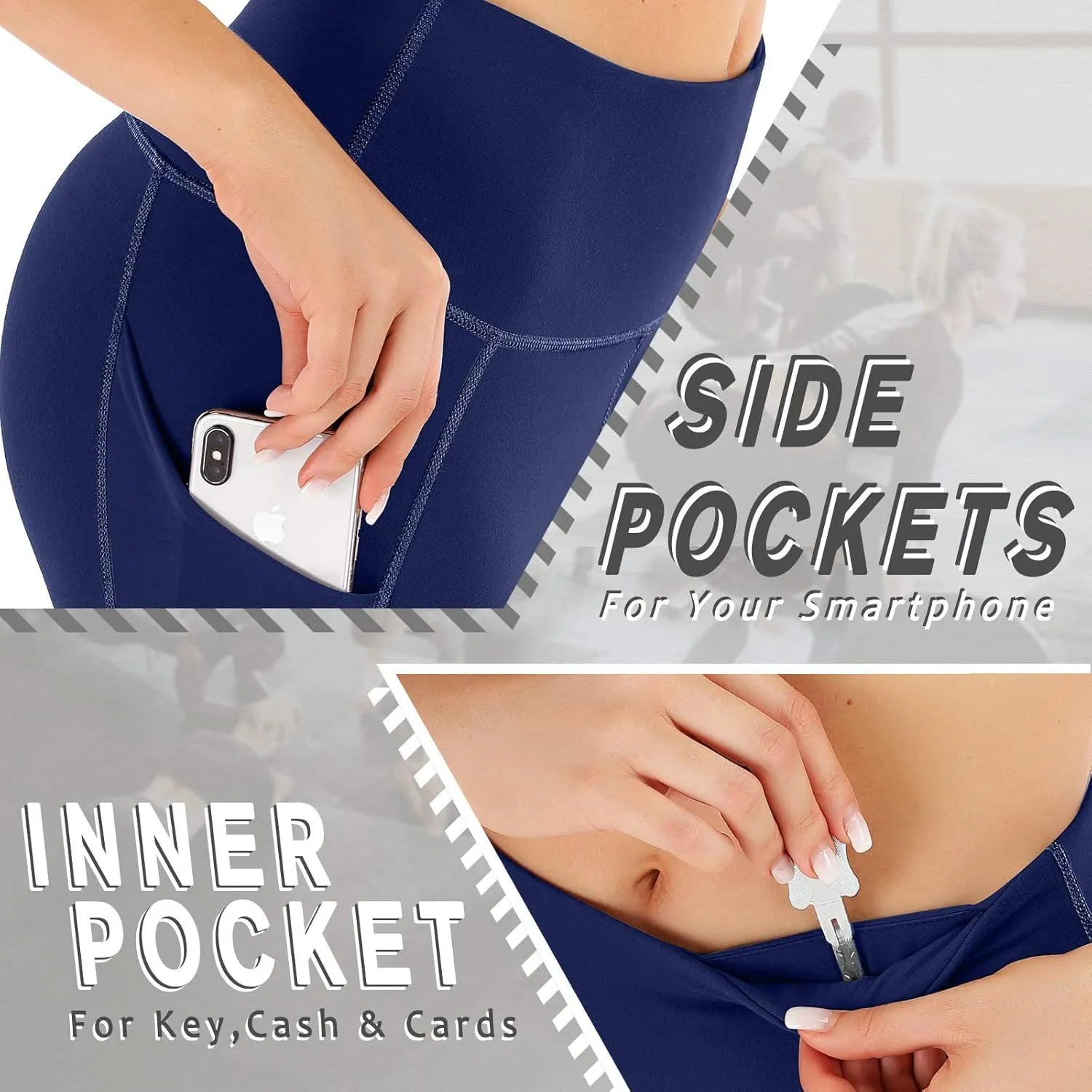 Ewedoos Leggings with Pockets for Women High Waisted Yoga Pants Women Tummy Control Workout Compression Leggings