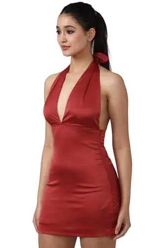 FOREVER 21 women's Polyester Classic Mini Dress (597970_Maroon