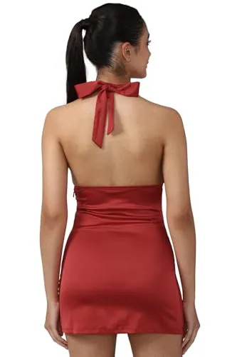 FOREVER 21 women's Polyester Classic Mini Dress (597970_Maroon