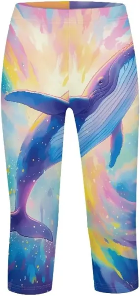 Girls Athletic Leggings,Stretch Dance Workout Yoga Pant Girl's Performance Capri Legging for School Festival