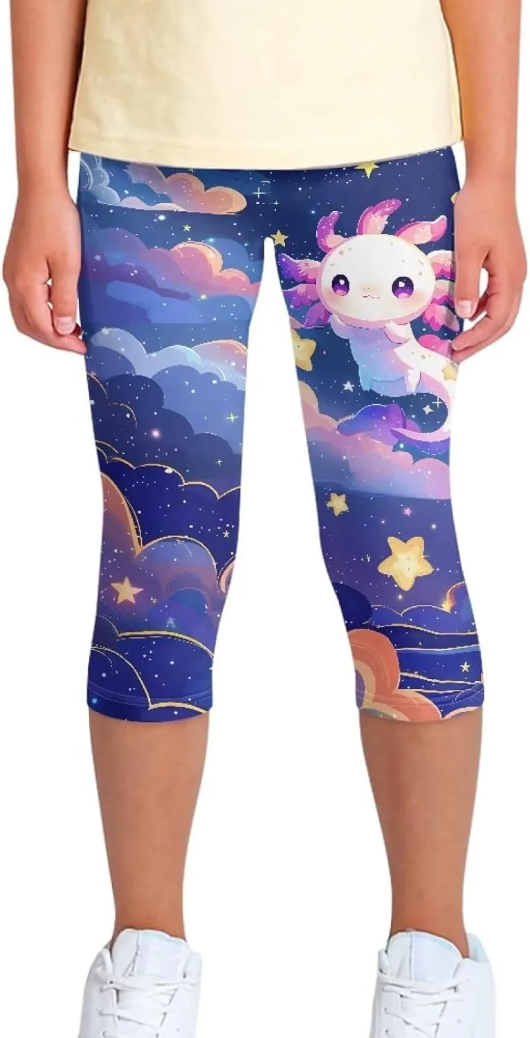 Girls Athletic Leggings,Stretch Dance Workout Yoga Pant Girl's Performance Capri Legging for School Festival