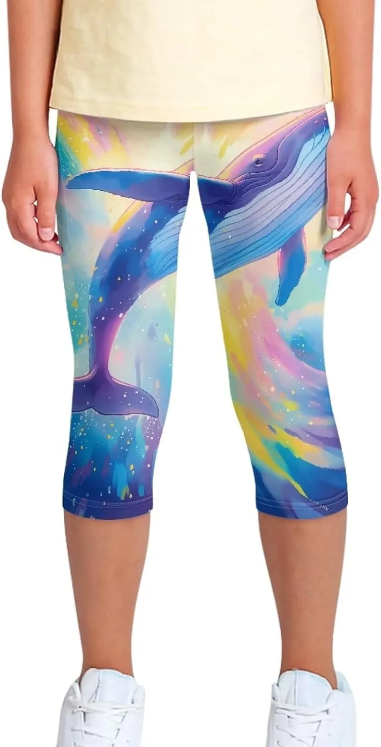 Girls Athletic Leggings,Stretch Dance Workout Yoga Pant Girl's Performance Capri Legging for School Festival