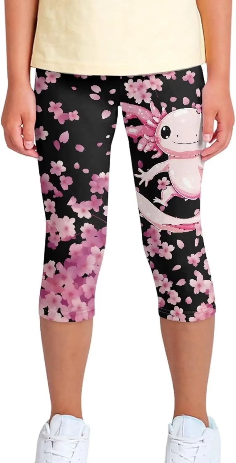 Girls Athletic Leggings,Stretch Dance Workout Yoga Pant Girl's Performance Capri Legging for School Festival