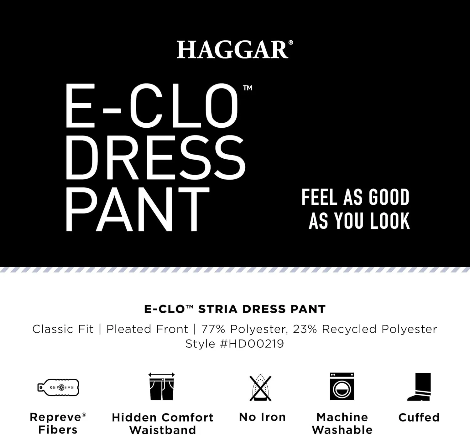 Haggar Men's E Clo Repreve Stria Classic Fit Pleated Front Dress Pant