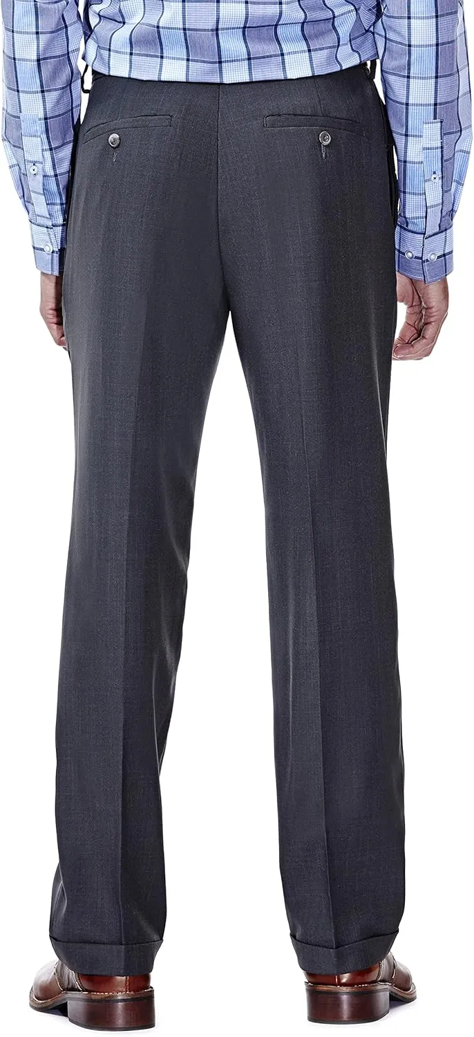 Haggar Men's E Clo Repreve Stria Classic Fit Pleated Front Dress Pant