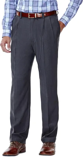 Haggar Men's E Clo Repreve Stria Classic Fit Pleated Front Dress Pant