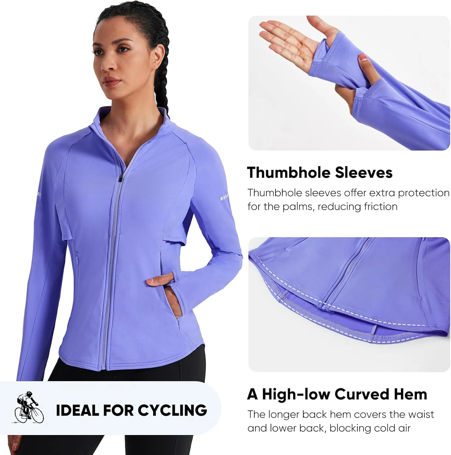 HOTSUIT Women’s Running Jacket Thermal Water Resistant Full Zip Cycling Jacket for Winter Reflective