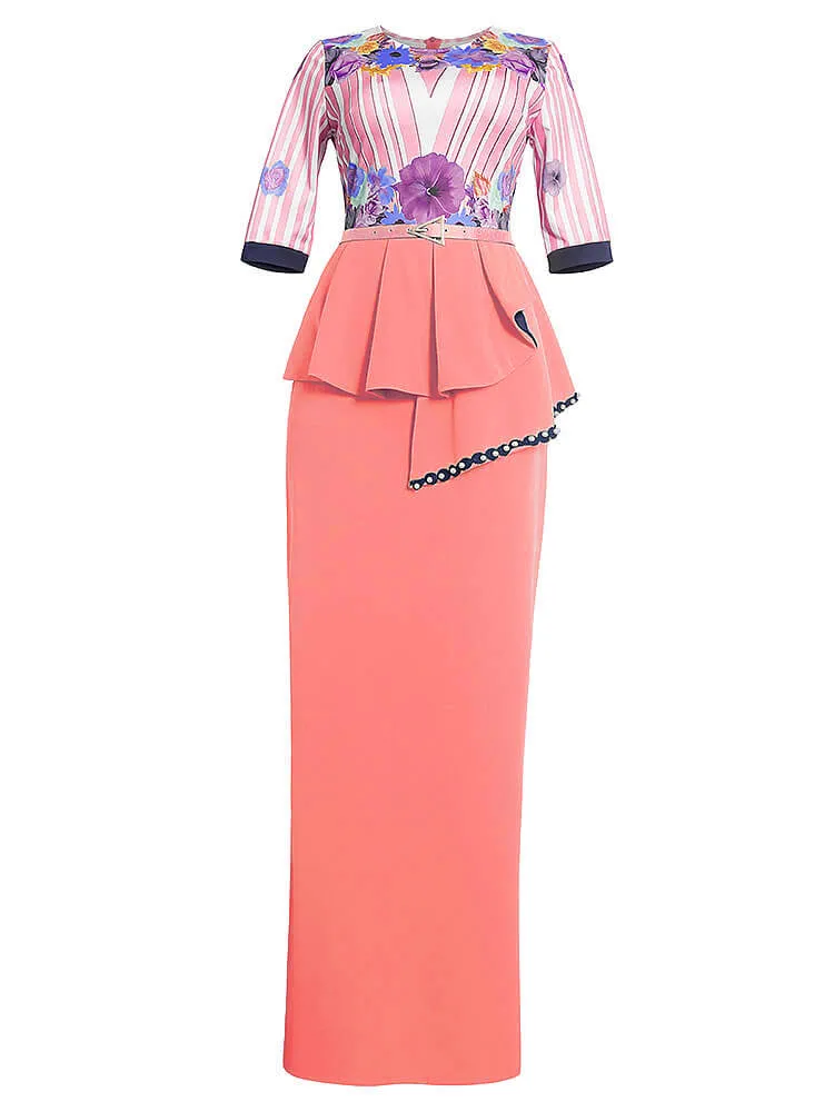 Long Sleeve Floral Print Maxi Dresses
