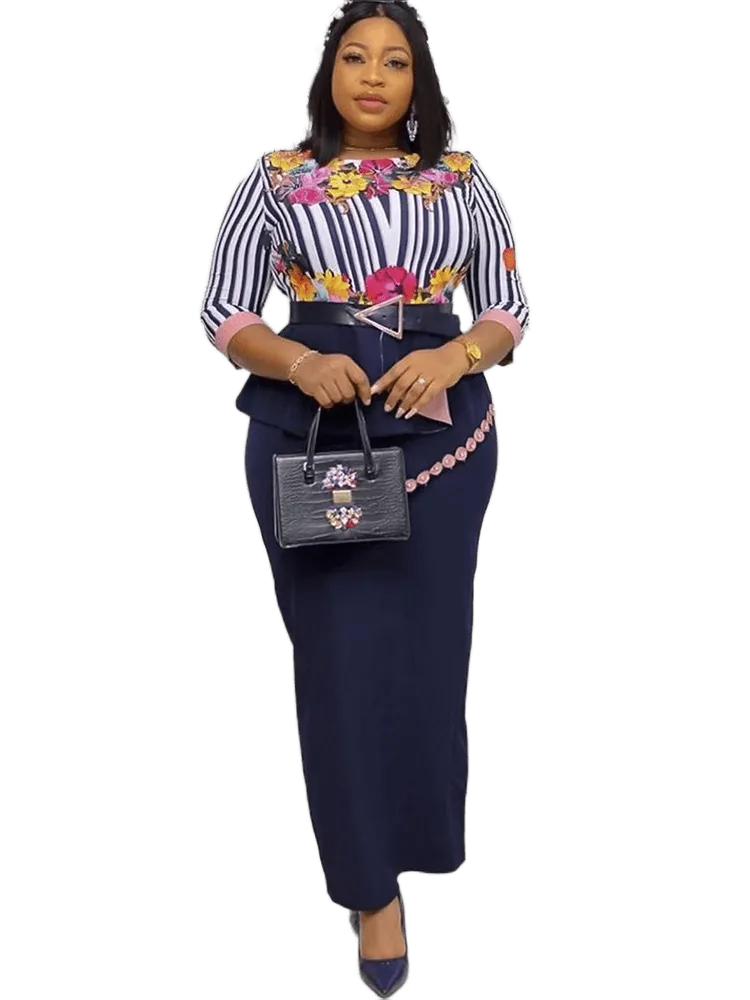 Long Sleeve Floral Print Maxi Dresses