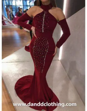 Luxury Evening Dress Blood Red Bodycon