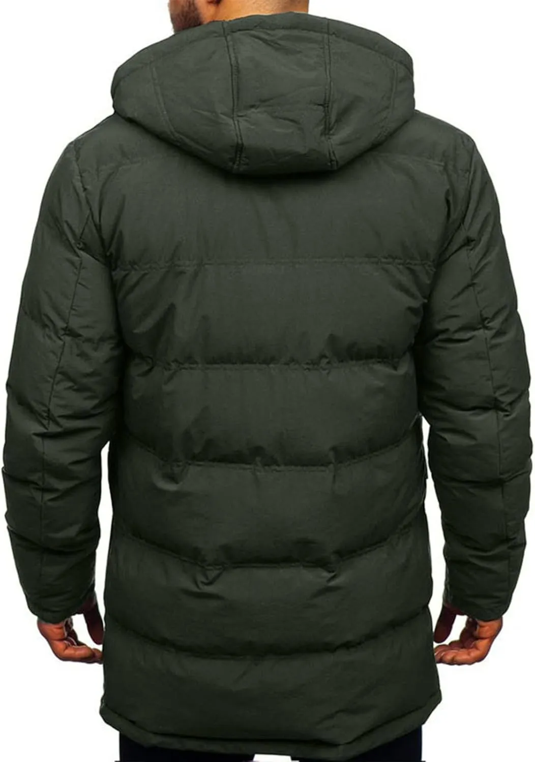 Mens Down Jacket Packable,Water Resistant Multi-Pockets Hooded Puffer Jacket Lightweight,Full Zip Up Warm Thicken Coat