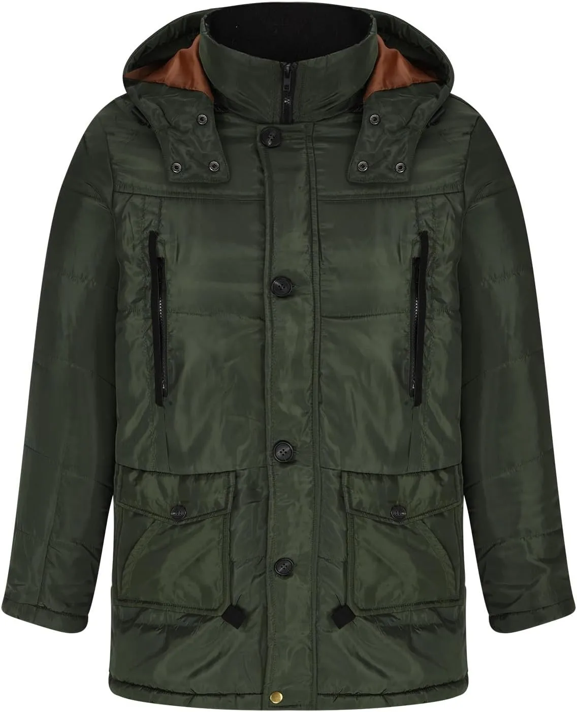 Mens Down Jacket Packable,Water Resistant Multi-Pockets Hooded Puffer Jacket Lightweight,Full Zip Up Warm Thicken Coat
