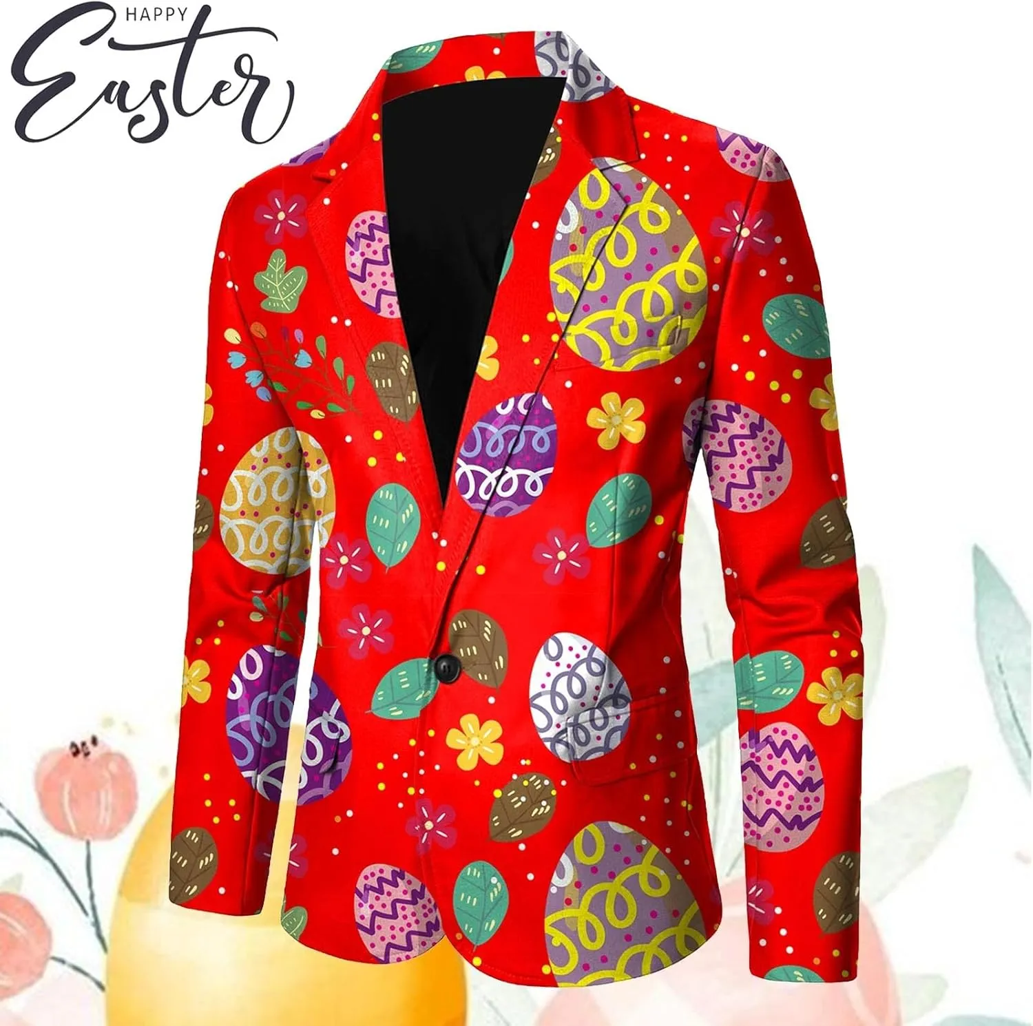 Men's Easter Bunny Egg Blazer Slim Fit Suit Birthday Wedding Party Tuxedo Suits Jacket Coats Lightweight Office Outwear