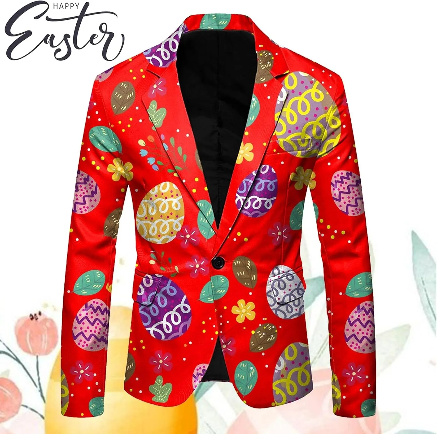 Men's Easter Bunny Egg Blazer Slim Fit Suit Birthday Wedding Party Tuxedo Suits Jacket Coats Lightweight Office Outwear