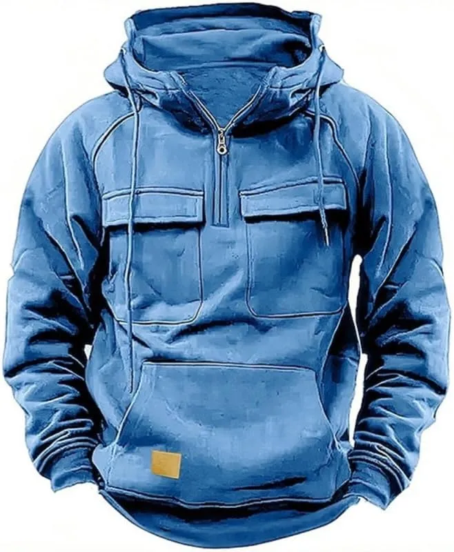 Mens Long Sleeve Camo Hoodies Quarter Zip Pullover Men Tactical Jacket Sweatshirt Tactical Workout Hoodie