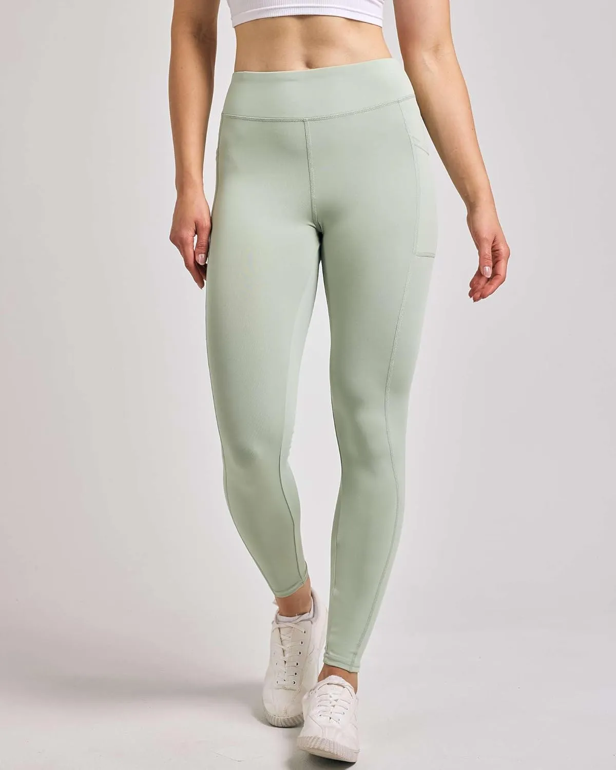 Real Essentials 4-Pack: Women's Full Length Fitted Athletic Yoga Performance Leggings with Pockets (Available in Plus Size)