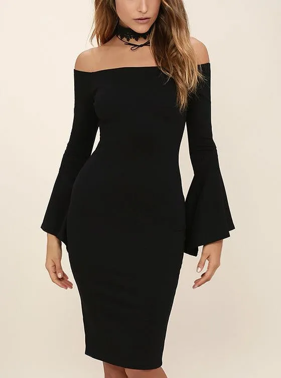 Sexy Halter Speaker Sleeve Bodycon Dress
