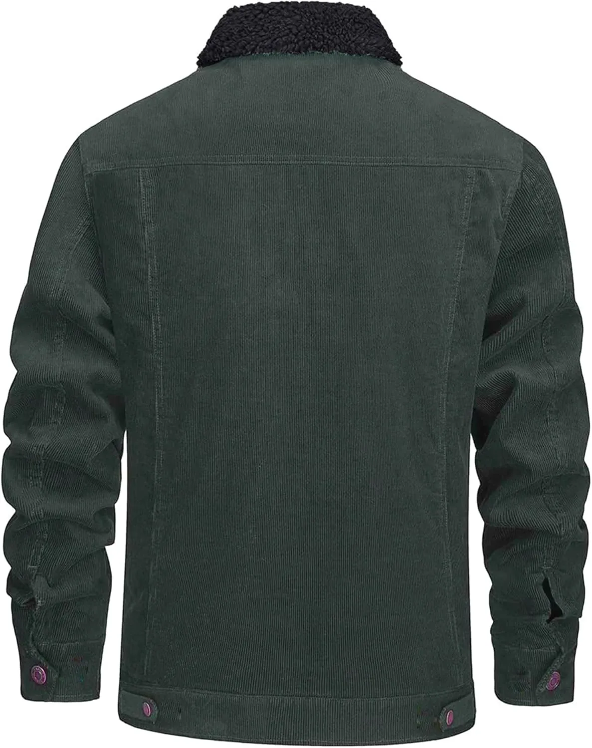 Thatrich Men's Corduroy Jacket Sherpa Lined Button Down Winter Coat Lightweight Fleece Jackets Lapel Long Sleeve Coat Outwear