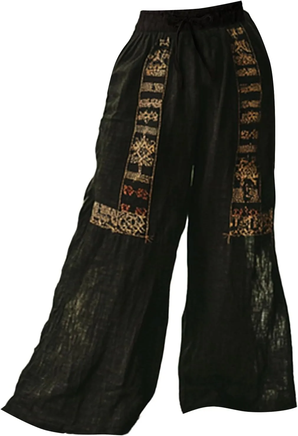 Women Summer Boho Pants Casual Linen High Waist Wide Leg Palazzo Pants Vintage Floral Lounge Trousers with Pockets