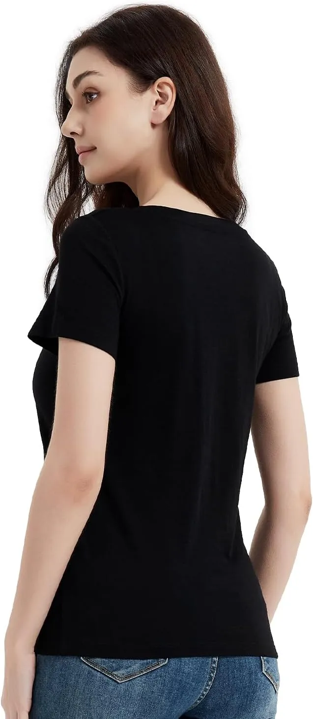 Women's 100% Merino Wool T-Shirt, V Neck Lightweight Moisture-Wicking Athletic Base Layer Tops for Running